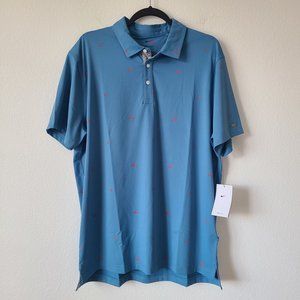 Nike Dri-Fit Lobster Print Polo Golf Shirt DH0945-469 Size L Blue